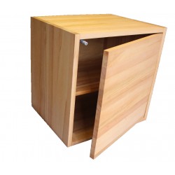 Cube de rangement avec étagère et porte en bois de hêtre massif huilé
